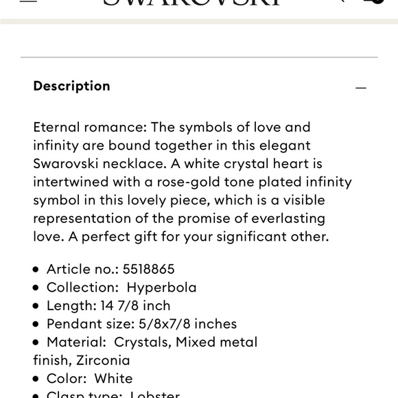 Swarovski Rose Gold and Silver Heart Necklace Brand New - Picture 7 of 17